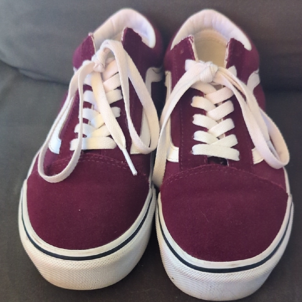Vans Burgundy and White Sneakers